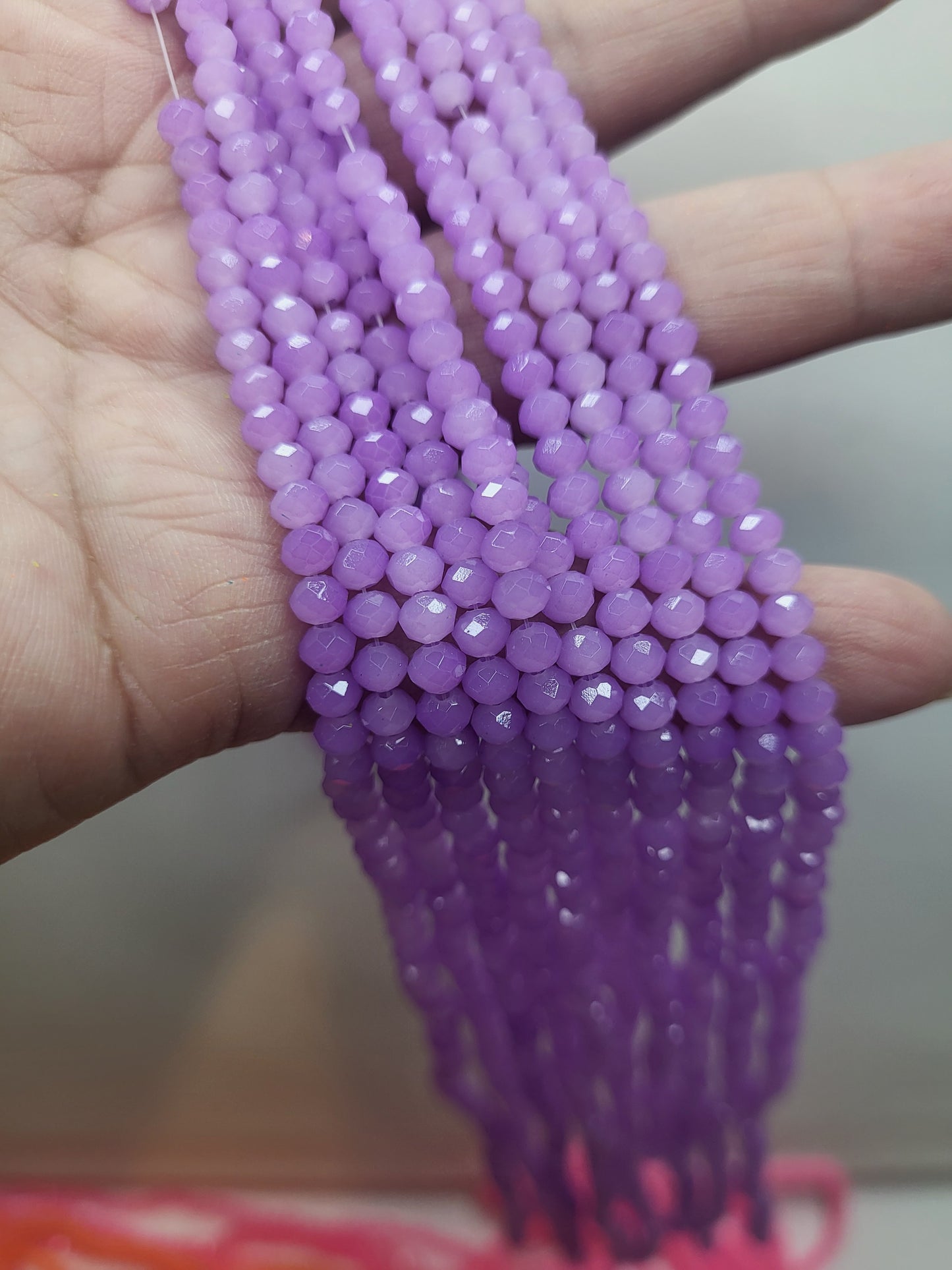 Rondelle faceted 4mm Candy Jade glass beads