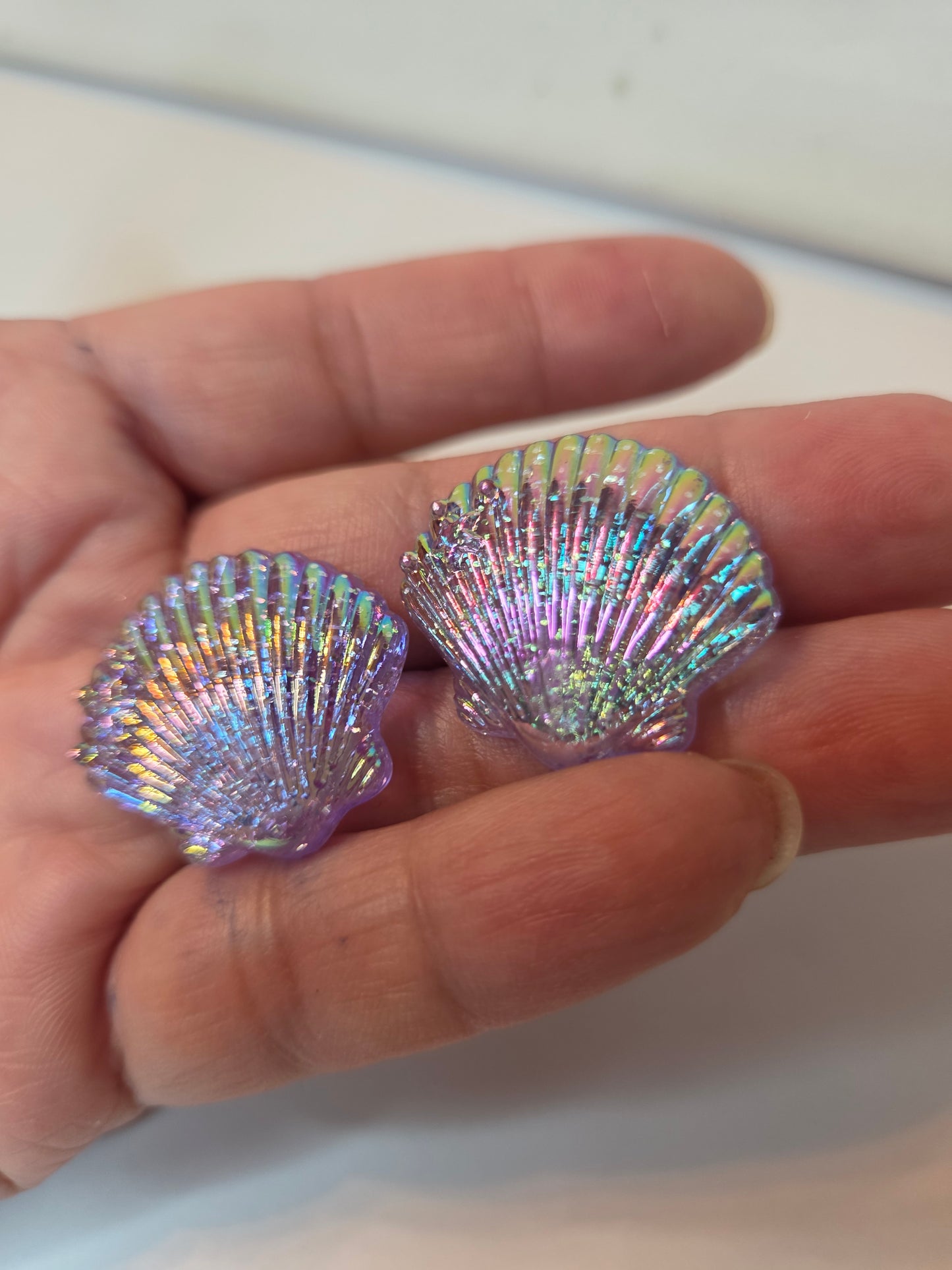 Purple iridescent shell Cabochons