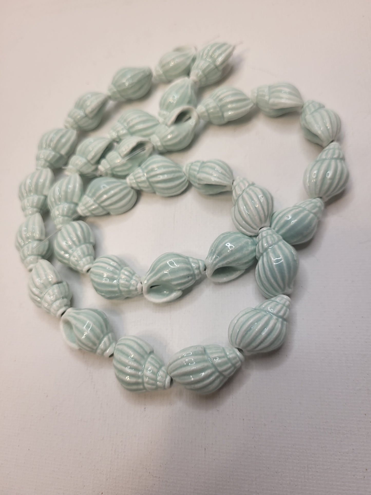 Light Blue Porcelain Shell Bead Strand