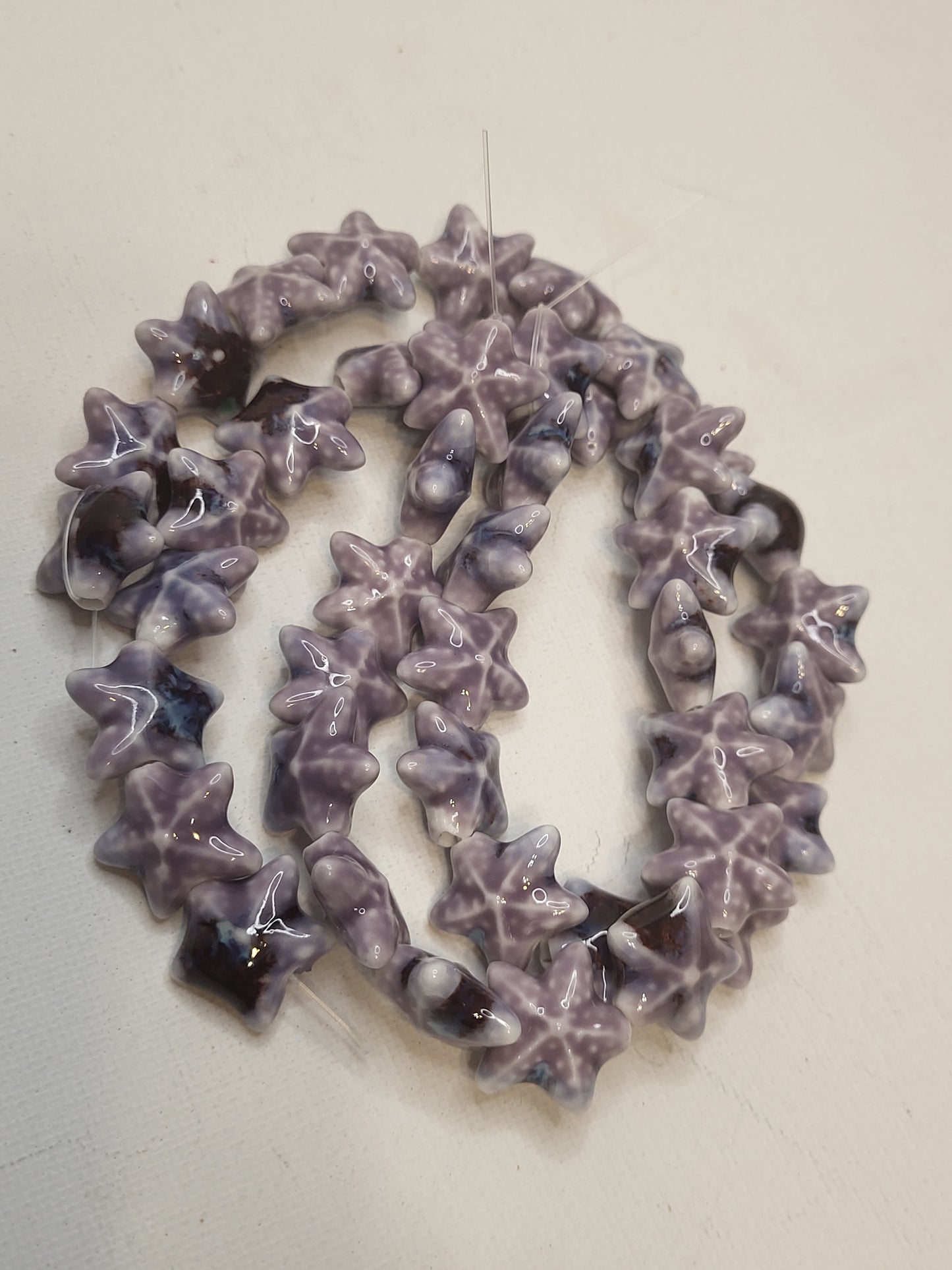 Purple Starfish Porcelain Bead strand