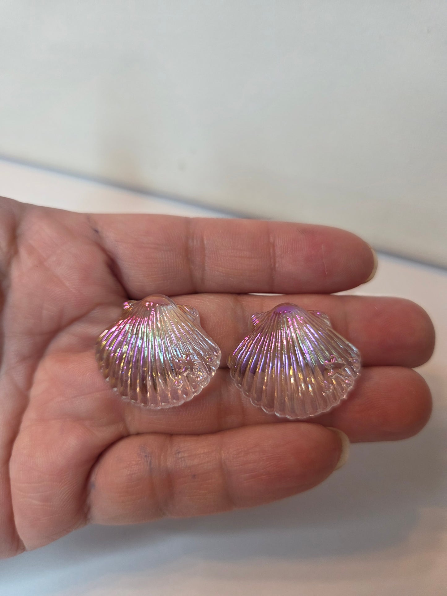 Clear iridescent shell Cabochons