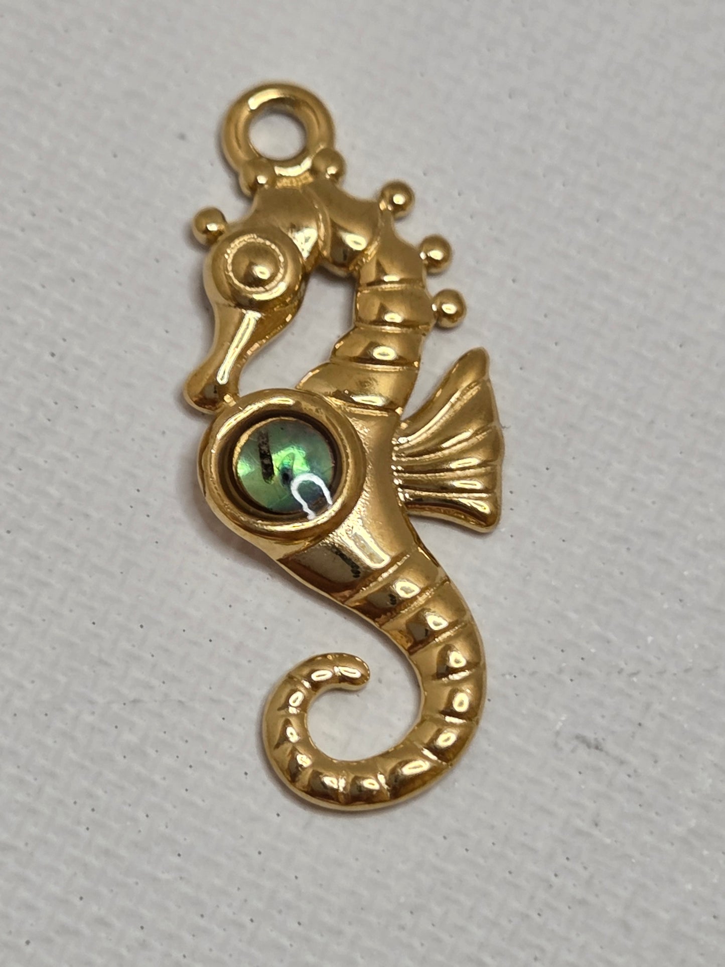 Stainless Steel Seahorse Charm with abalone