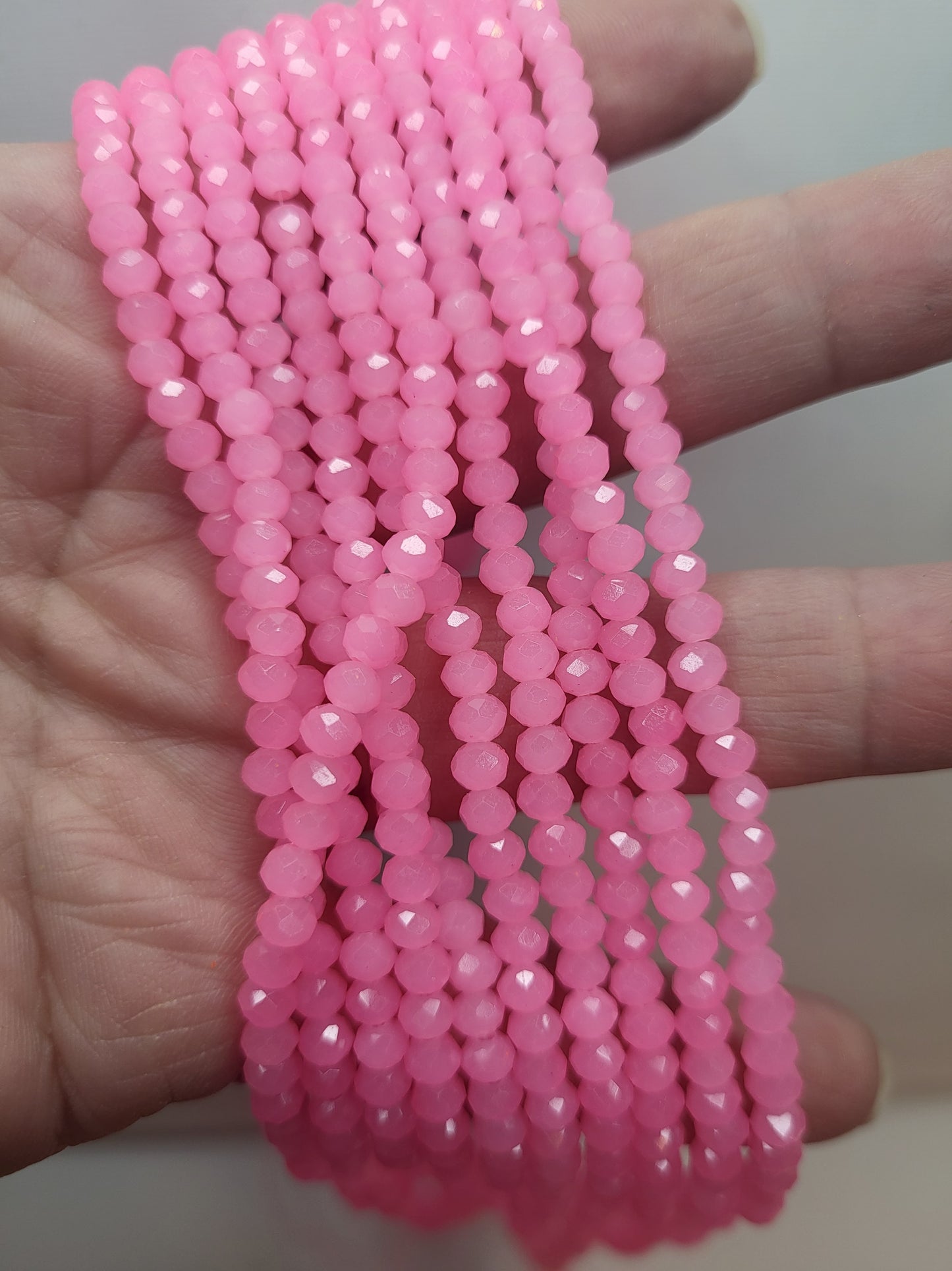 Rondelle faceted 4mm Candy Jade glass beads