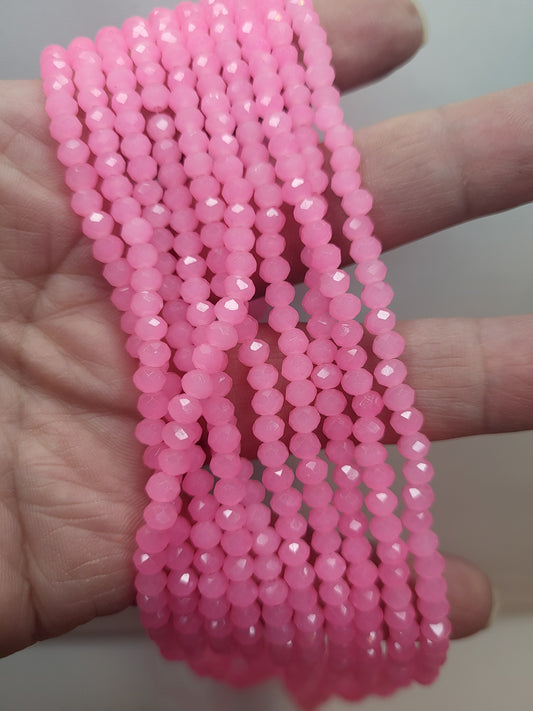 Rondelle faceted 4mm Candy Jade glass beads