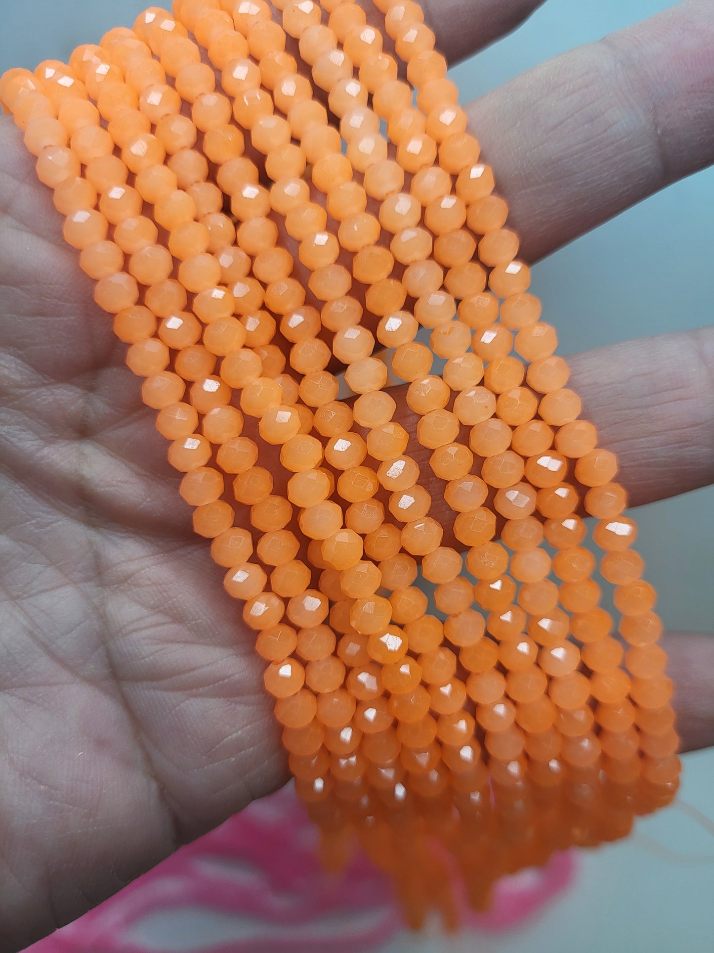 Rondelle faceted 4mm Candy Jade glass beads