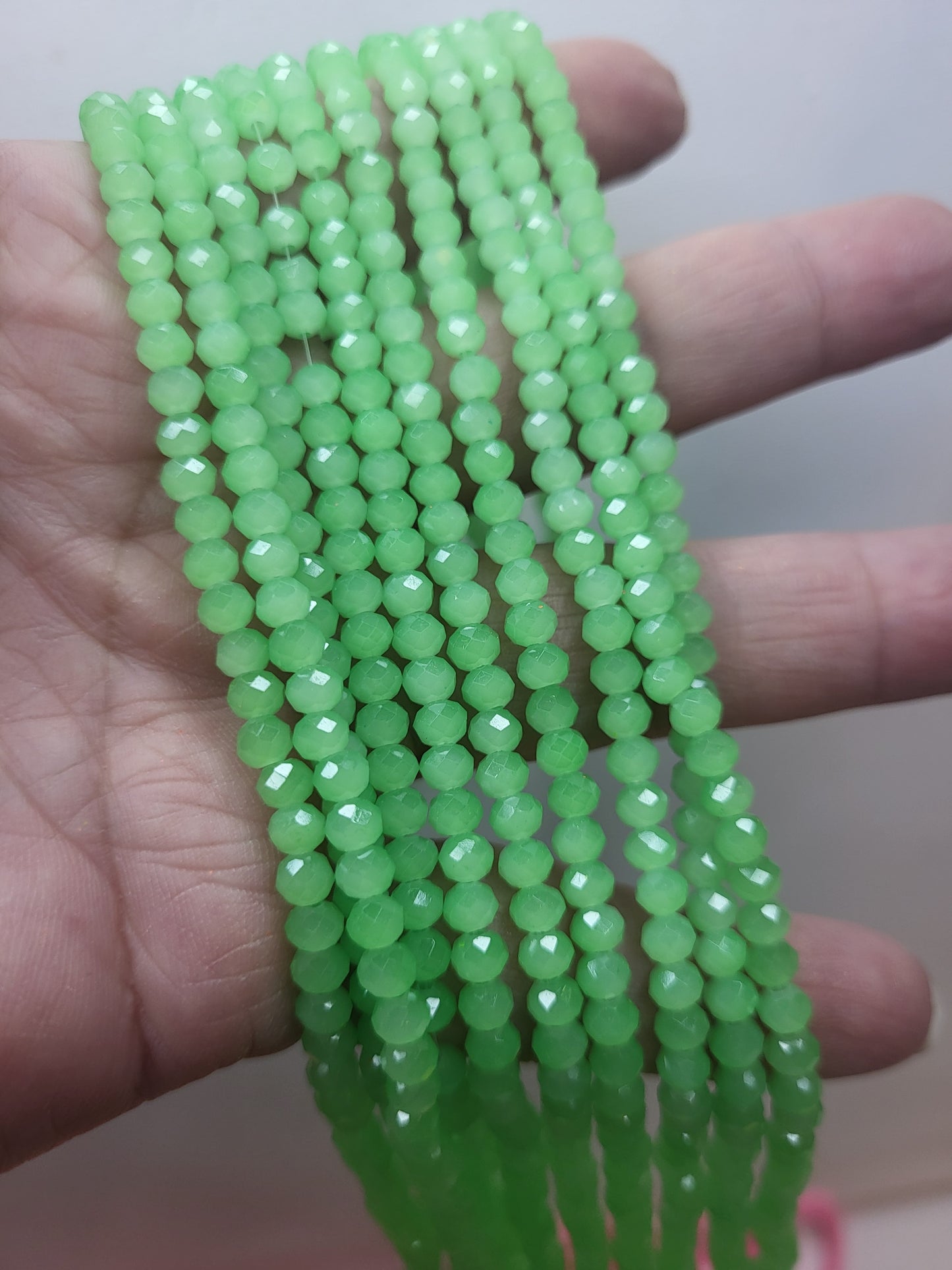 Rondelle faceted 4mm Candy Jade glass beads