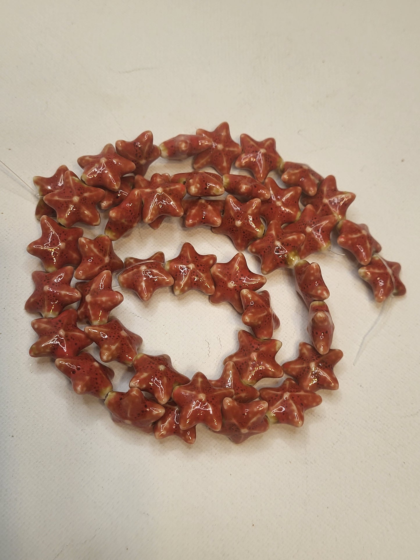 Red Porcelain Starfish Bead strand