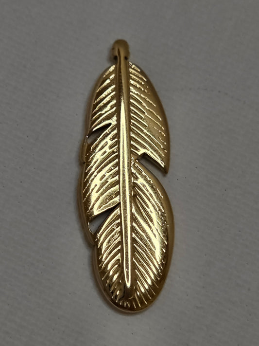 Stainless steel Gold Coated feather  (No Hole)