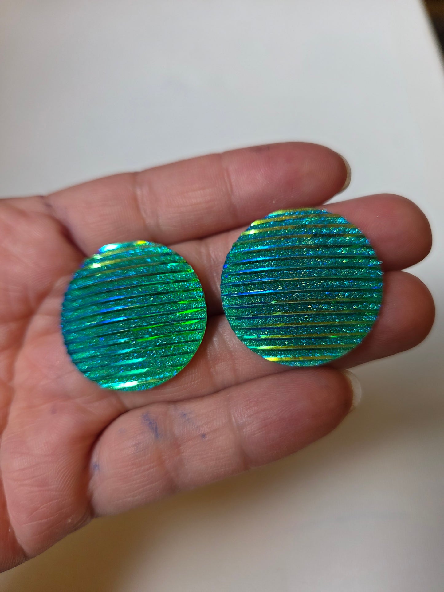 Round Peacock Teal Cabochons