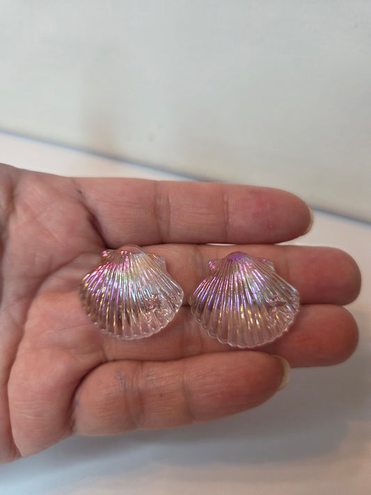 Clear iridescent shell Cabochons