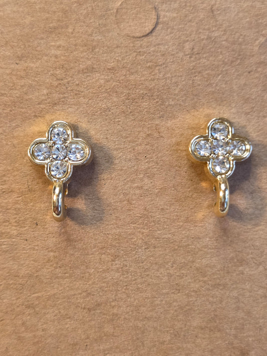 Gold Flower Rhinestone Posts with hook