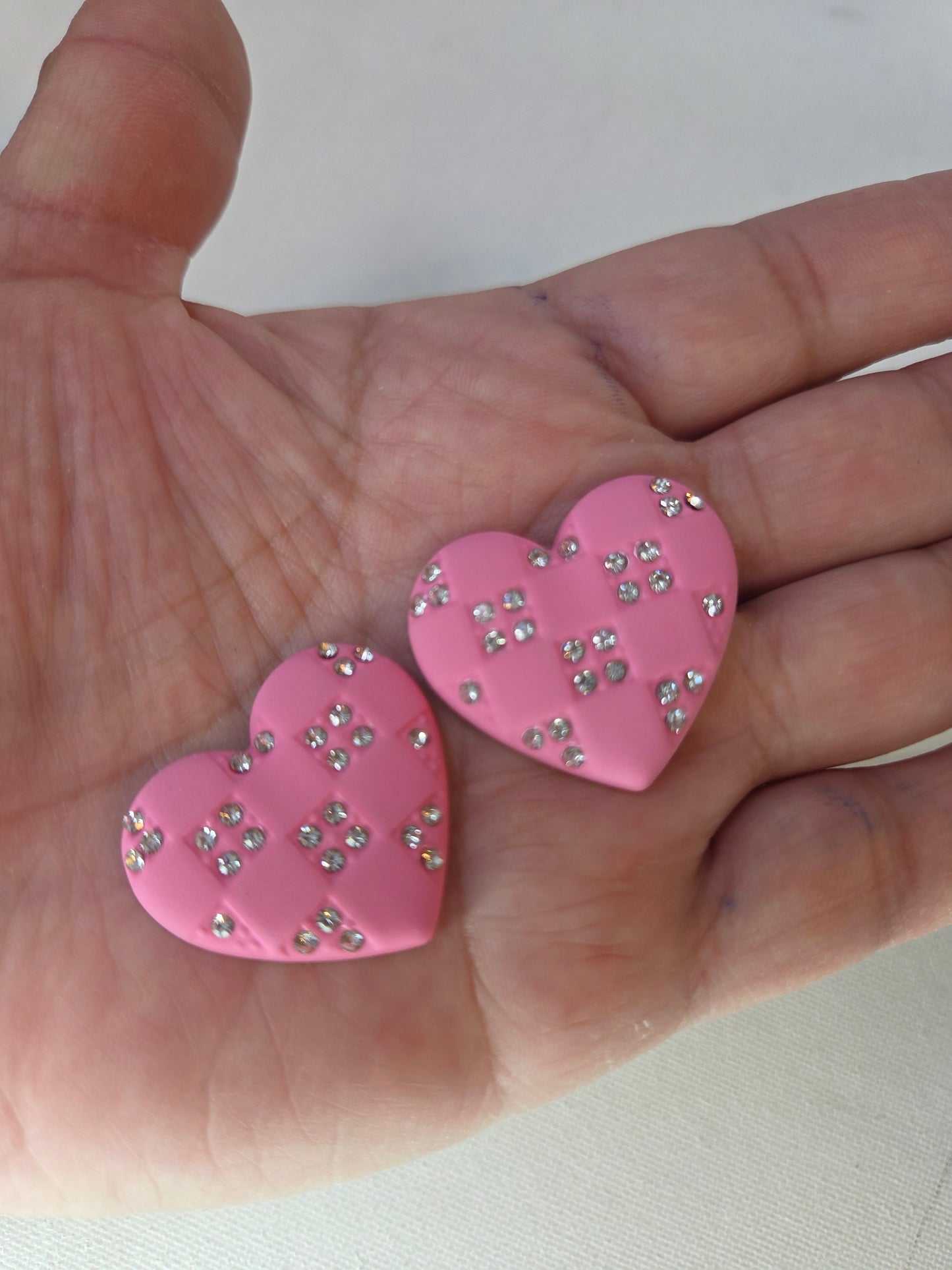 Pink Bling Heart Cabochons